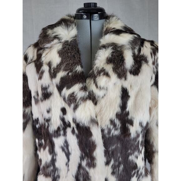 Vintage Rabbit Fur Black & White Jacket Coat Women's Sz M - Picture 2 of 11